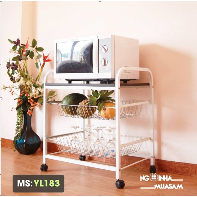 Kệ lò vi sóng, lò nướng  Khung sắt Gỗ MDF YL183 - 67.5cm x 59cm x 40cm | BigBuy360 - bigbuy360.vn