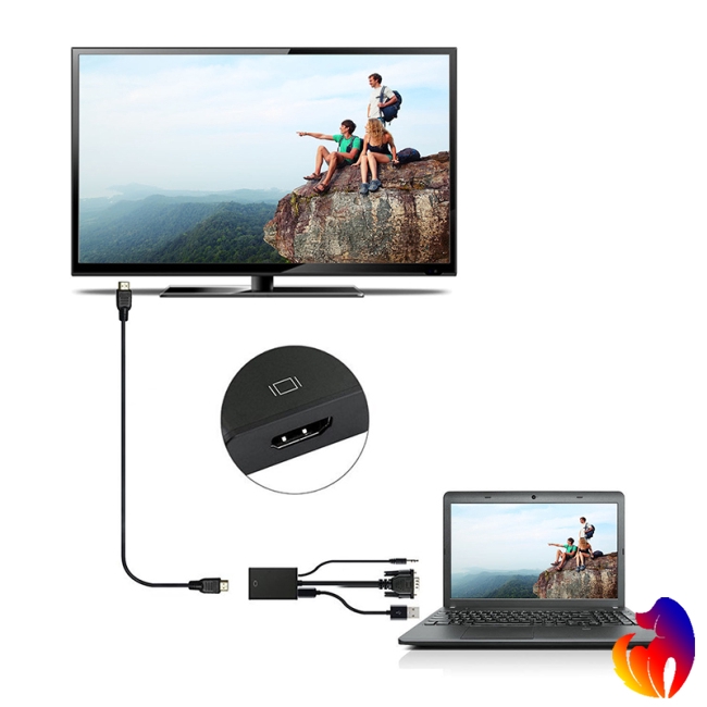 Blackhole Cáp Chuyển Đổi Vga Sang Hdmi 1080p Hd+Audio Tv Av Hdtv Video