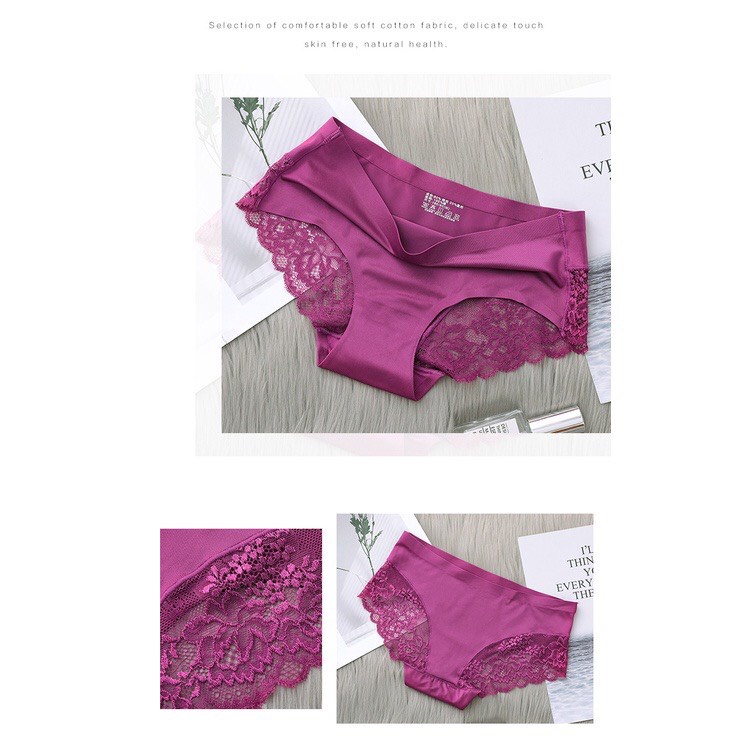 Quần lót đúc su nữ thun lạnh phối ren sexy thoáng khí QL02