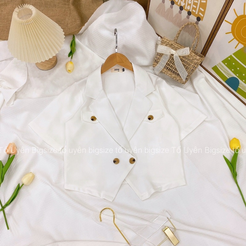 (T.U Bigsize 50-80kg) Áo Blazer Cổ Vest Dáng Ngắn 1 Lớp Phong Cách Ulzzang | BigBuy360 - bigbuy360.vn