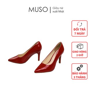 Giày Cao Gót 9cm MUSO Mũi Nhọn Da Bóng Sang Trọng, Êm Chân, Dễ Phối Đồ