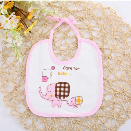 Yếm cổ giữ ấm cho bé, yếm ăn dặm chống thấm buộc dây hình con voi đáng yêu Baby_Mom