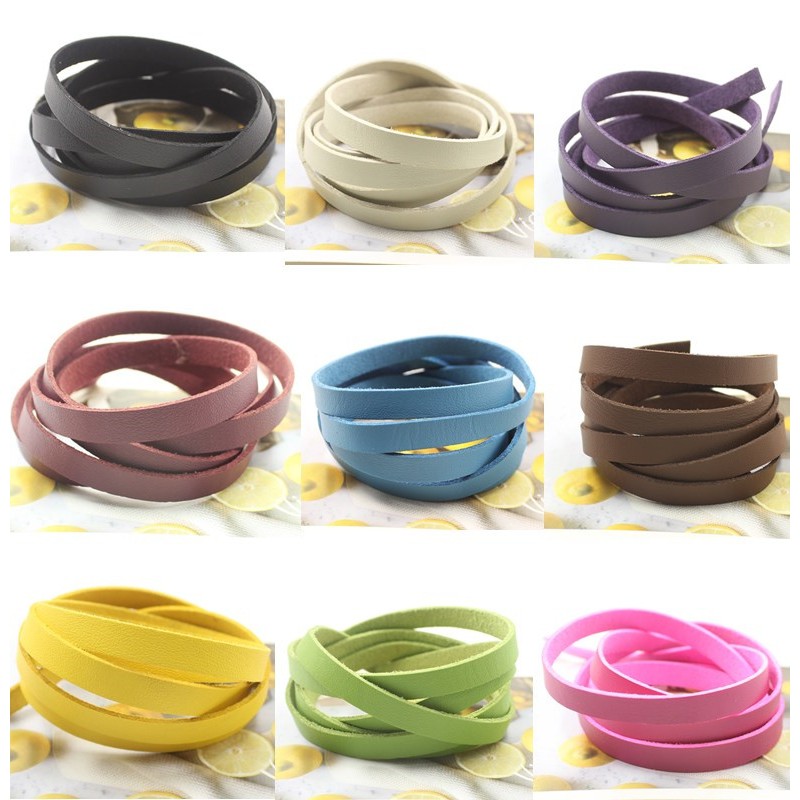 Cuộn dây da bản dẹt 8mm*1m dùng làm móc khóa trang sức