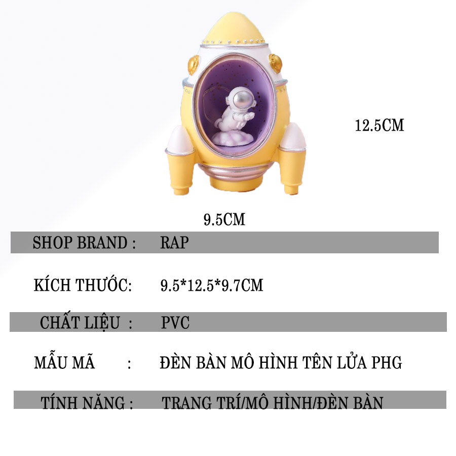 Đèn ngủ mô hình tên lửa,phi hành gia siêu dễ thương chất liệu PVC dùng làm đèn ngủ, đèn bàn,quà tặng-Ráp