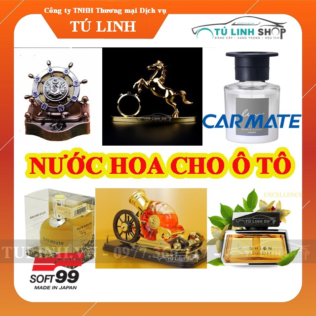 Nước hoa ô tô hình chai rươu, vô lăng, soft99, carmate - mùi thơm dễ chịu