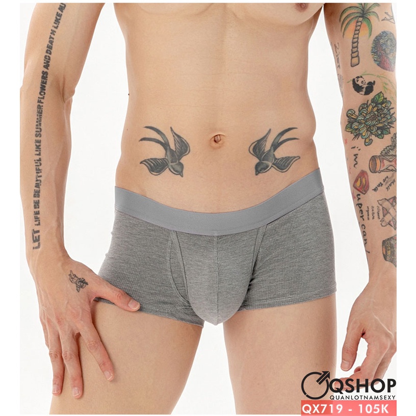 Quần lót boxer nam có túi nâng thun cotton thấm hút khô thoáng QSHOP QX719