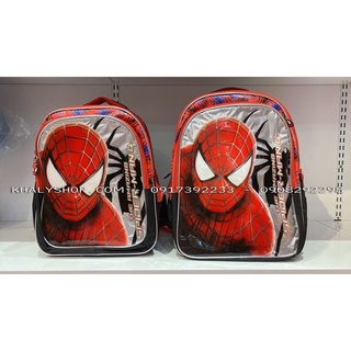 Balo học sinh đi học cấp 1 size 14'' - 16'' hình người nhện Spiderman màu đen đỏ dành cho bé trai