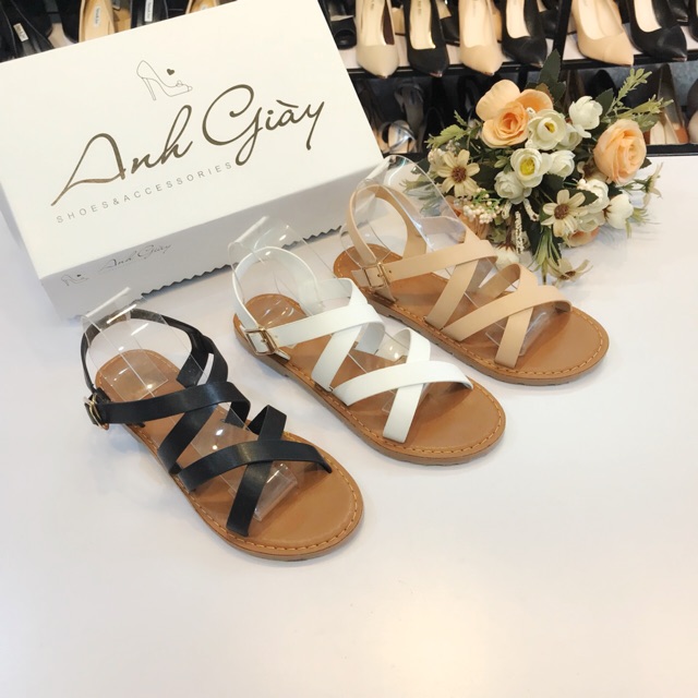 SD27 - Sandal bệt quai chéo da lì VNXK đế kếp( ảnh thật, kèm video)