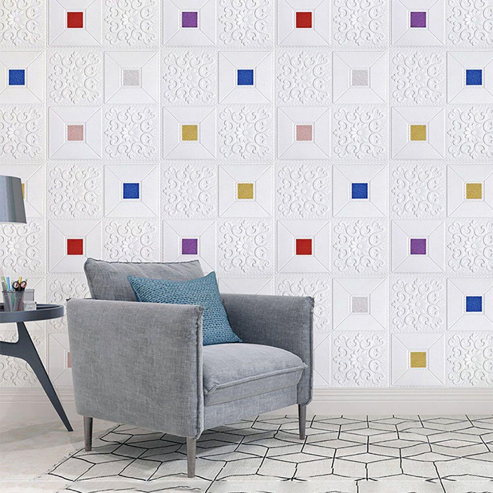 Giấy Dán Tường Bằng Xốp Niken Chống Thấm Nước Kích Thước 35x35cm Trang Trí Nhà Cửa