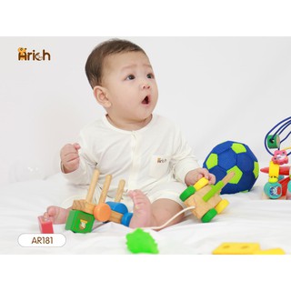 Bộ body dài tay trơn Arich vải sợi tre mềm mịn, thoáng mát cho bé từ 0 tháng đến 18 tháng