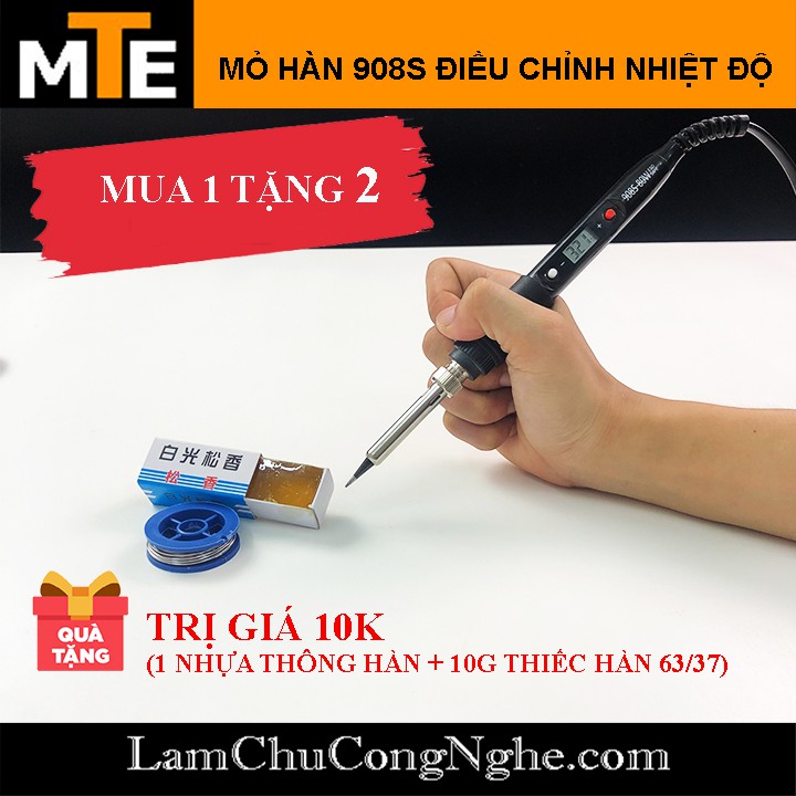 [MUA 1 TẶNG 2] Mỏ hàn 908S 220V 80W điều chỉnh nhiệt độ hiển thị LCD