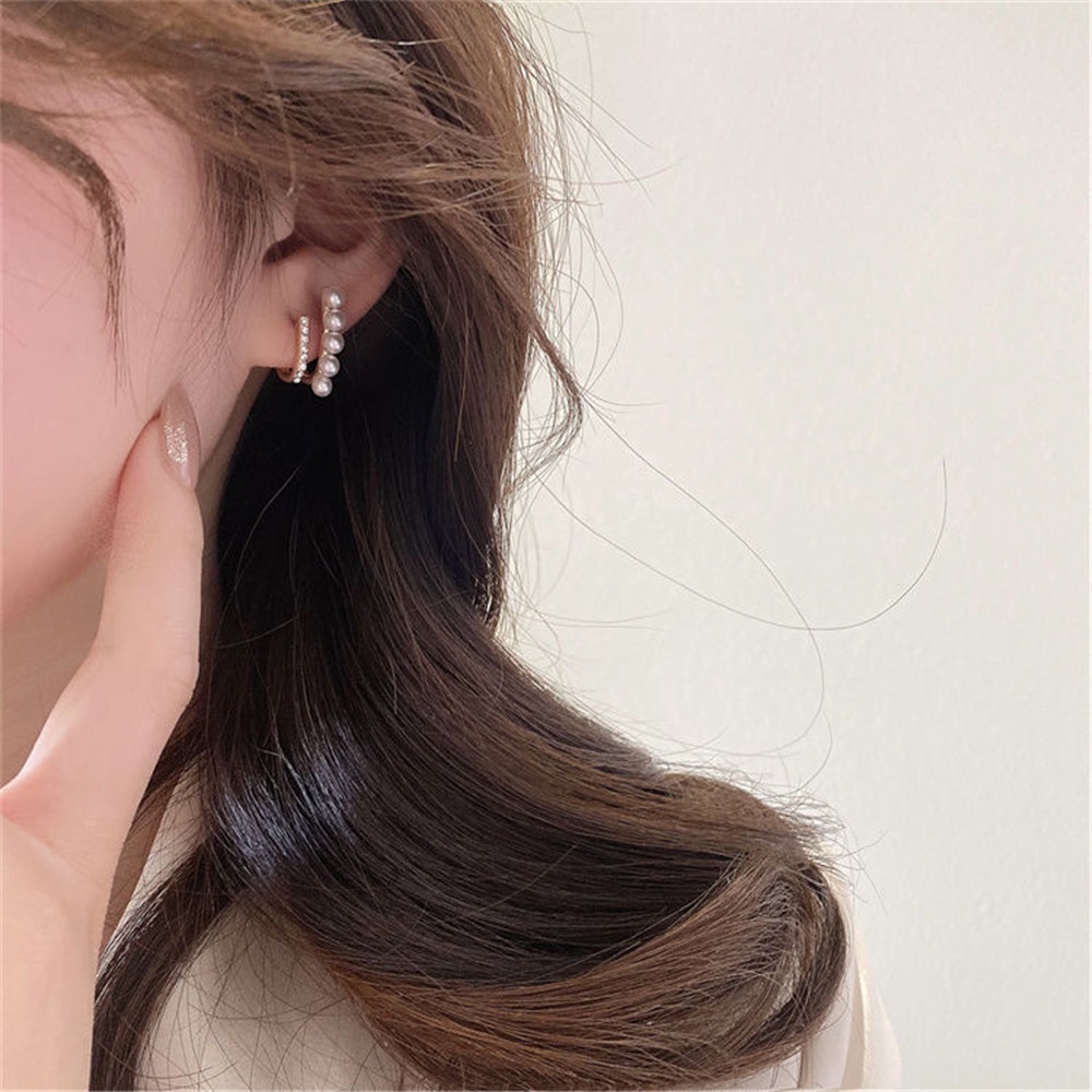Khuyên Tai Đính Đá Zircon Ngọc Trai Đơn Giản Phong Cách Pháp Cổ Điển Thời Trang Cho Nữ