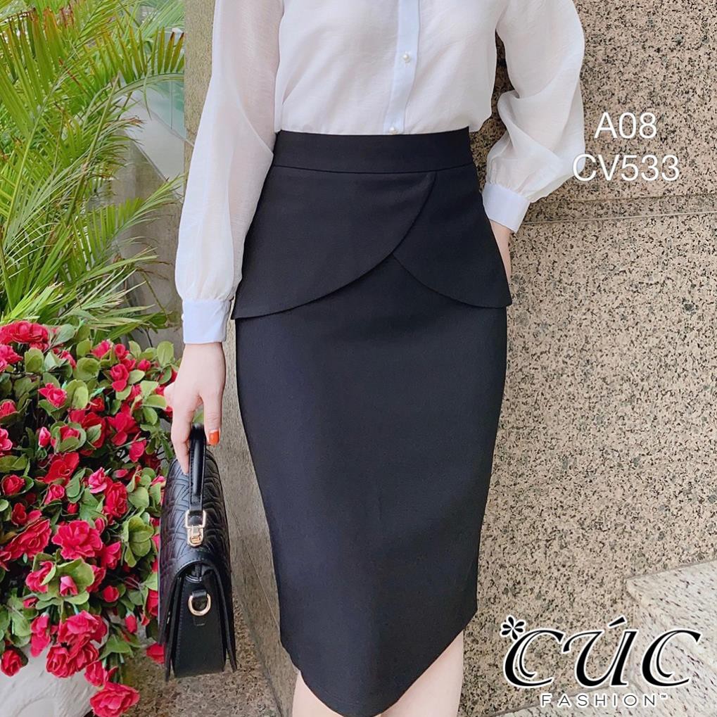 Chân váy nữ dáng dài cao cấp công sở from đẹp Cúc Fashion CV533 váy đầm bút chì bèo chéo bụng  ྇