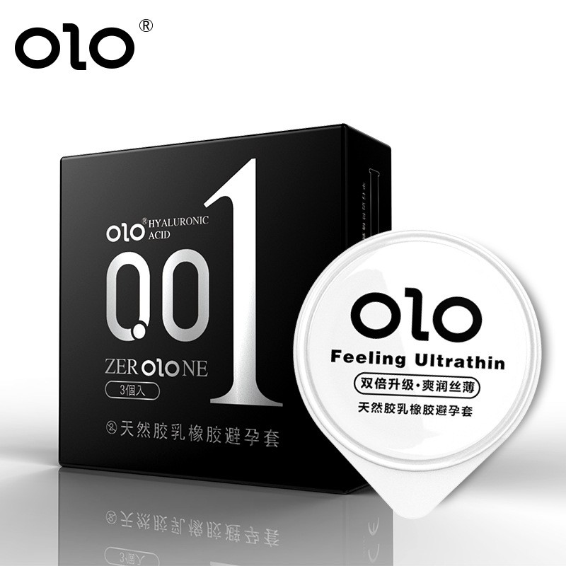 Bao Cao Su OLO 001 Đen Siêu Mỏng Nhiều Gel Bôi Trơn Hộp 3 BCS