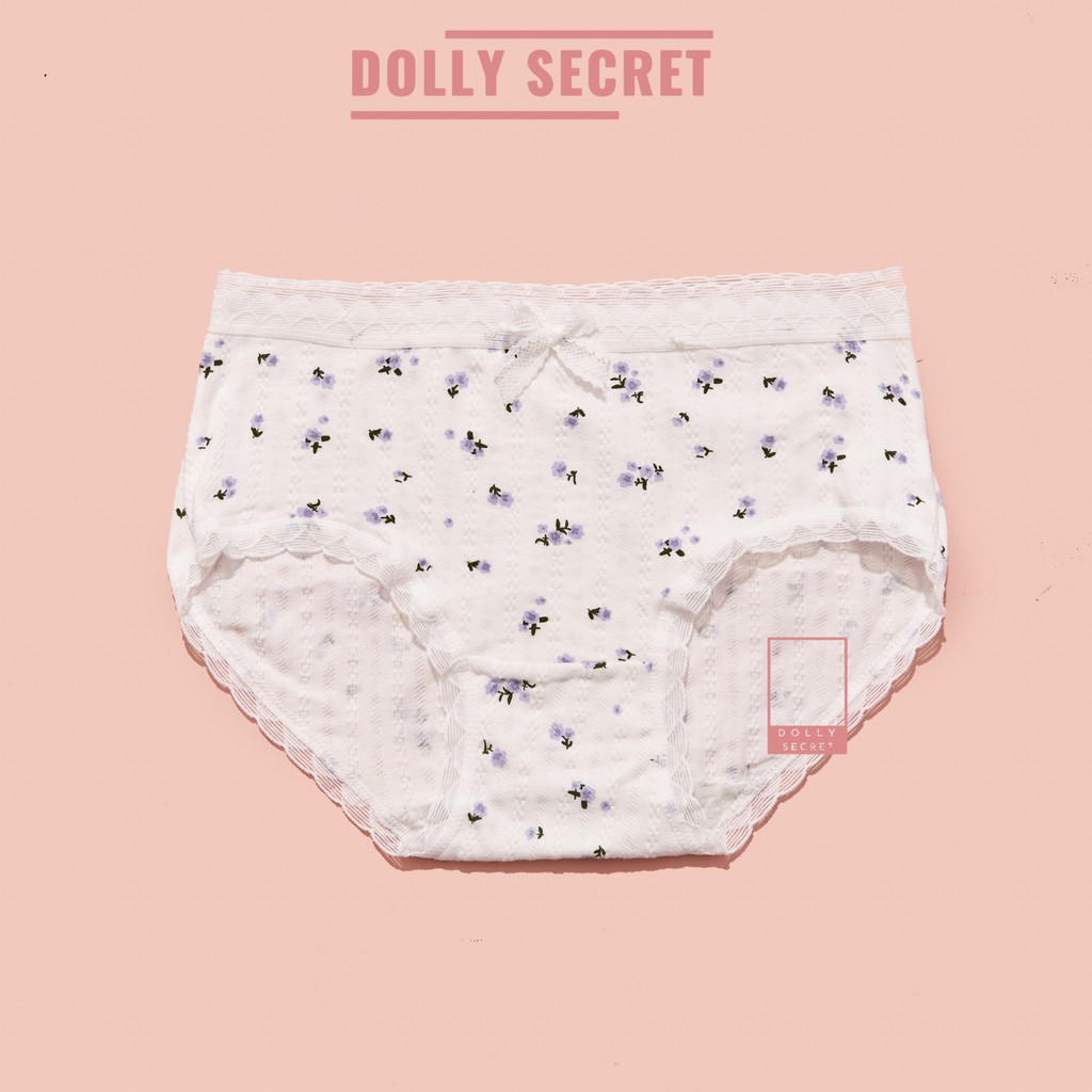 Quần lót nữ DOLLY SECRET quần chip nữ cotton kháng khuẩn cao cấp tone màu tím dễ thương họa tiết kẻ hoa QL044 | BigBuy360 - bigbuy360.vn