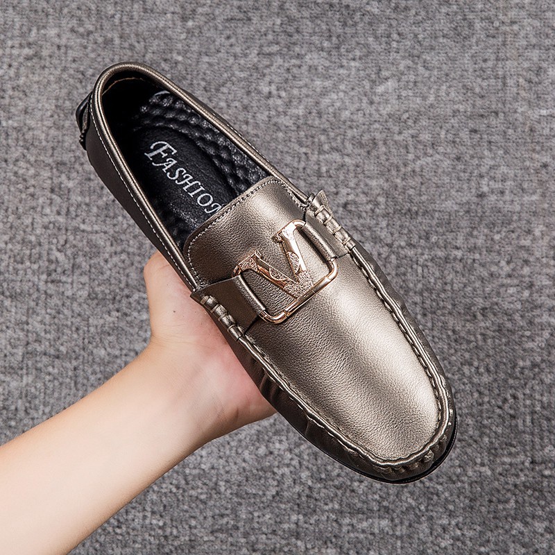Giày Lười Chất Liệu Bằng Da Màu Trắng size Lớn 45 46 47 48 Thời Trang Cho Nam