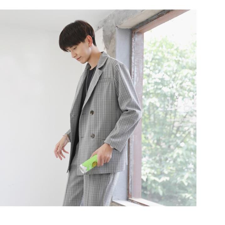 Áo Blazer nam + quần hàng cao cấp  phong cách Korean kẻ sọc 2 màu