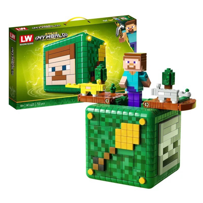 Đồ Chơi Lắp Ráp Kiểu Lego Minecraft My World Mô Hình Chiếc Hộp Ma Thuật MECHANISM Magic Box LW No.423 Với 722 Mảnh Ghép