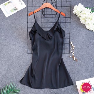 Đầm Ngủ Phối Bèo Chất Lụa Satin XAVIA Q22