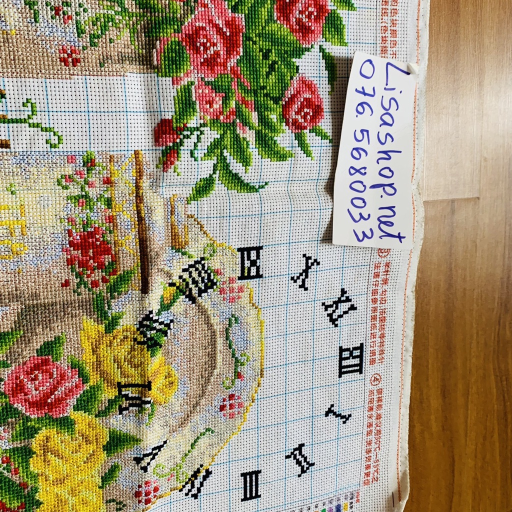 Tranh thêu chữ thập BÌNH HOA TĨNH VẬT đã thành phẩm 57x42cm đã thêu rùi y8167