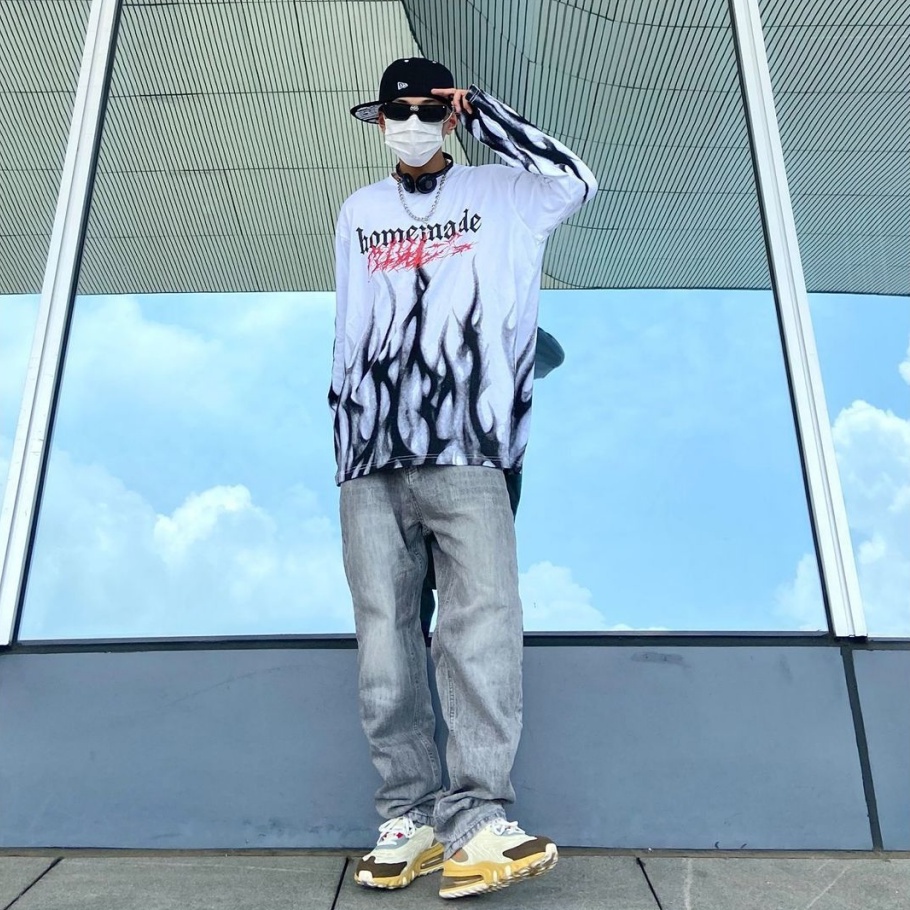 Áo Thun Tay Dài Dáng Rộng Họa Tiết Màu Nhuộm Phong Cách Hip Hop Thời Trang Mùa Hè Mới