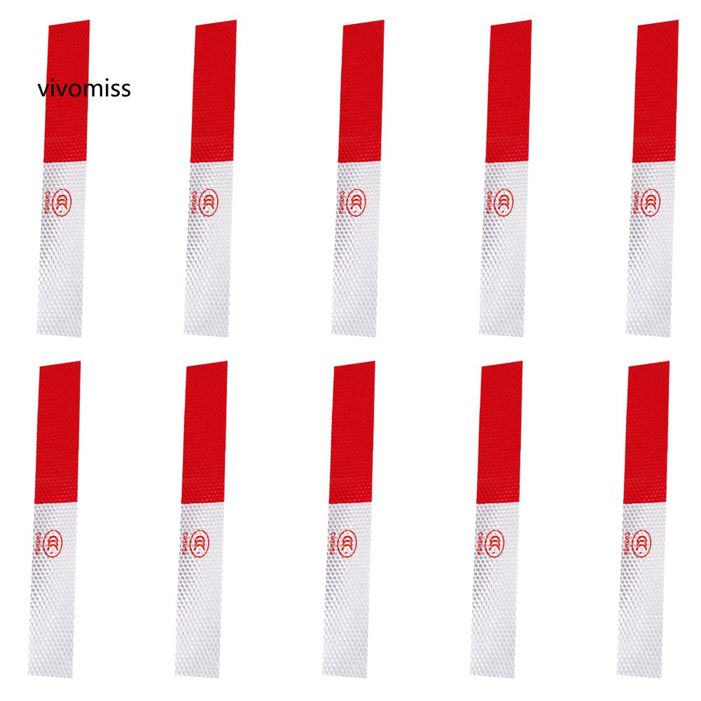 Bộ 10 nhãn dán phản quang màu đỏ trắng cảnh báo an toàn cho xe tải