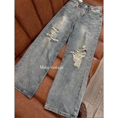 Quần Jeans bò ống sớ rách cá tính