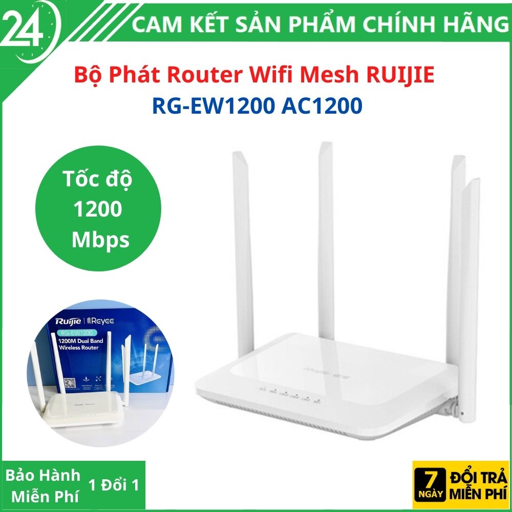 Bộ phát Wifi Mesh RUIJIE RG-EW1200 AC1200 Dual-band,Số người truy cập lên đến hơn 20 người, tốc độ lên đến 1200mbps
