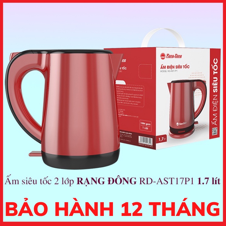 Ấm siêu tốc đun nước Rạng Đông RD-AST17P1 Dung Tích 1.7 Lít-Bảo hành 12 tháng