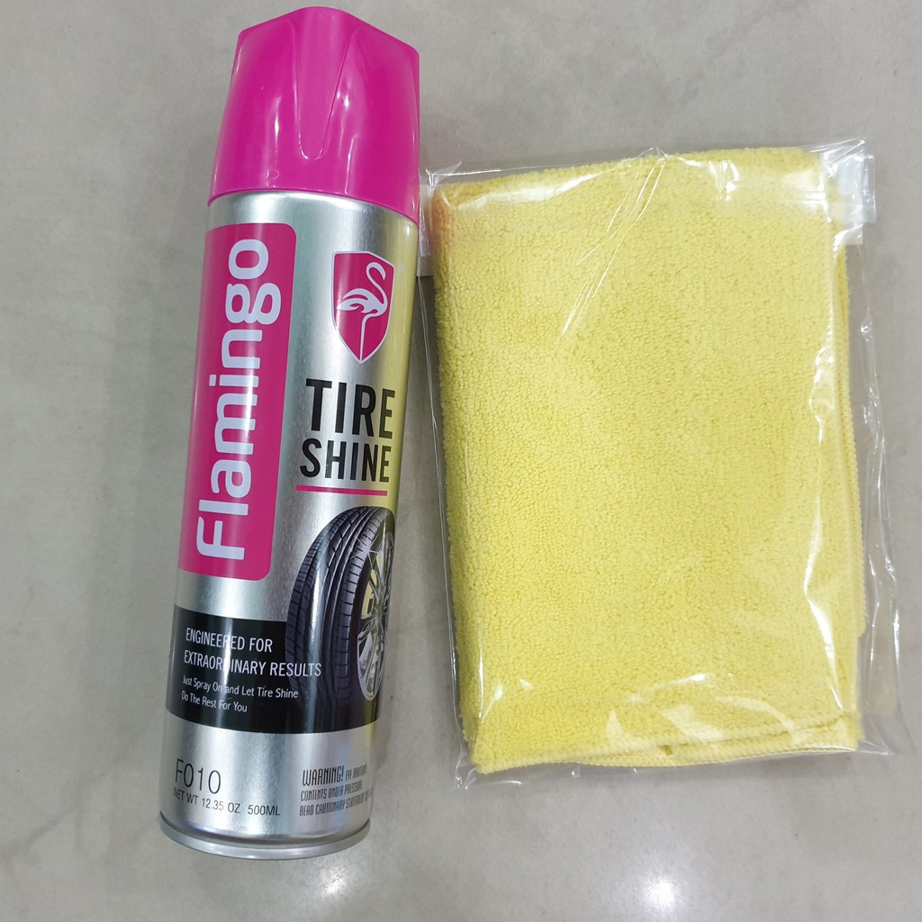 Dung Dịch Làm Bóng Đen Lốp Xe Flamingo Tire Shine 500ml ( Tặng Khăn )