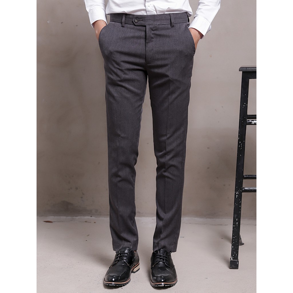 Quần Âu Nam Xám Đậm loại đẹp Quần Tây nam co dãn không nhăn không xù dáng hàn quốc | BigBuy360 - bigbuy360.vn