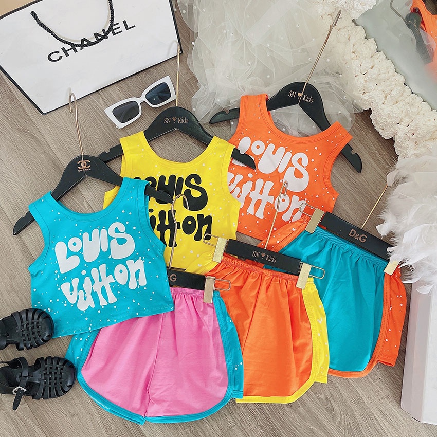 Bộ Quần Áo Trẻ Em 3 Lỗ Luôn Luôn Vui Tươi Vải Cotton Dễ Thương Cho Bé Gái Từ 7-19kg Mã BL27