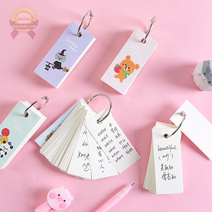 Flashcard lò xo học từ vựng ngoại ngữ tập đếm cho bé hình gấu cute