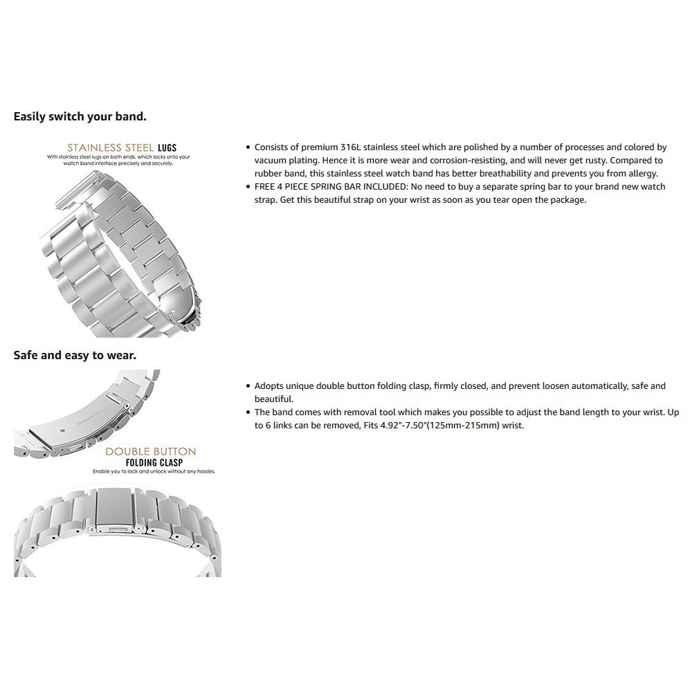 Vòng Đeo Tay Tháo Gỡ Nhanh Bằng Thép Không Gỉ 14mm / 16mm / 18mm / 19mm / 20mm / 22mm / 24mm