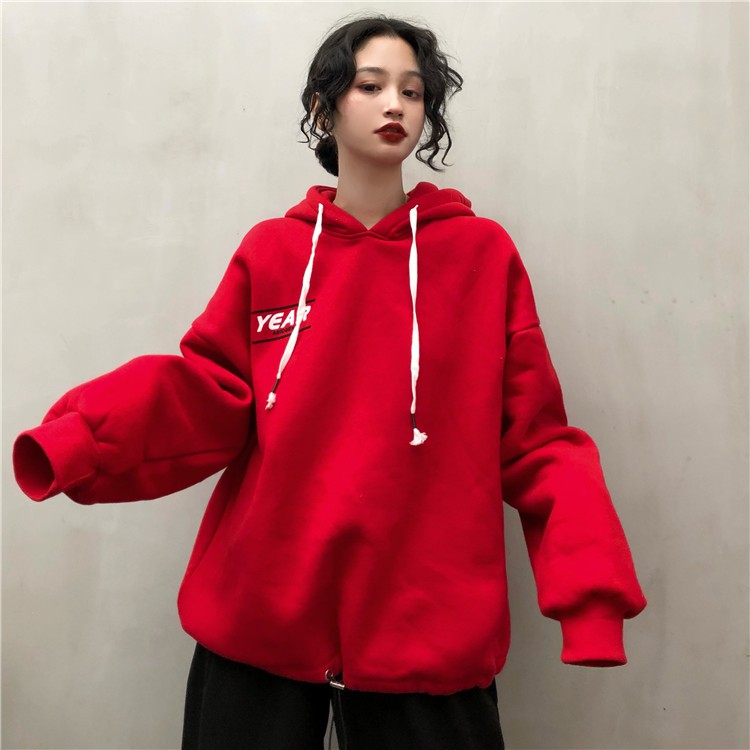 Áo hoodie rộng ulzzang nam nữ tay phồng có dây rút HD40 - Liti shop