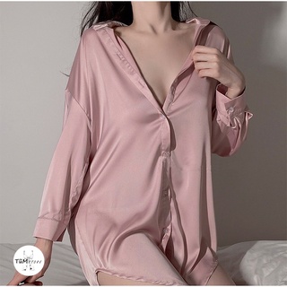 [Ảnh thật] Váy ngủ sơ mi x4 lụa mềm mịn