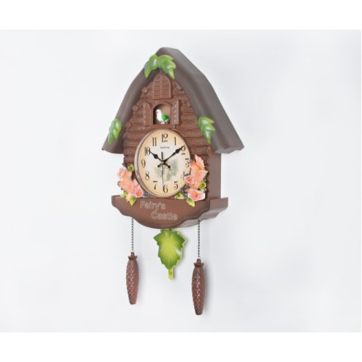 Đồng hồ treo tường tân cổ điển DHTT9-nau họa tiết chim cúc cu siêu đáng yêu