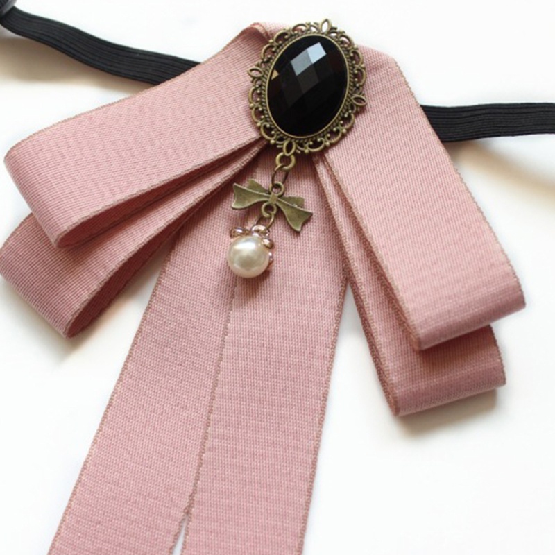 Ghim Cài Áo Hình Nơ Đính Ngọc Trai Giả Sang Trọng Unisex