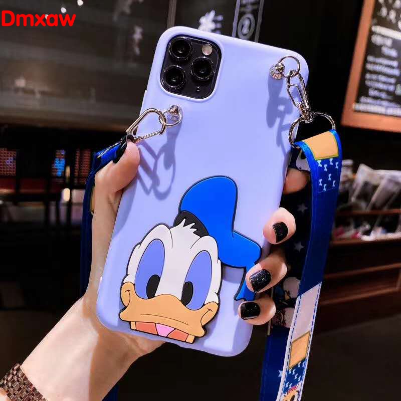 DISNEY Ốp Điện Thoại Mềm In Hình Mickey Minnie Daisy Donald Có Dây Đeo Cho Samsung Galaxy S10 S9 S8 Plus S7