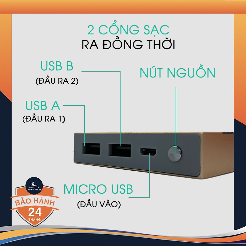 Pin Sạc Dự Phòng 10000 Mah 2 Cổng Sạc