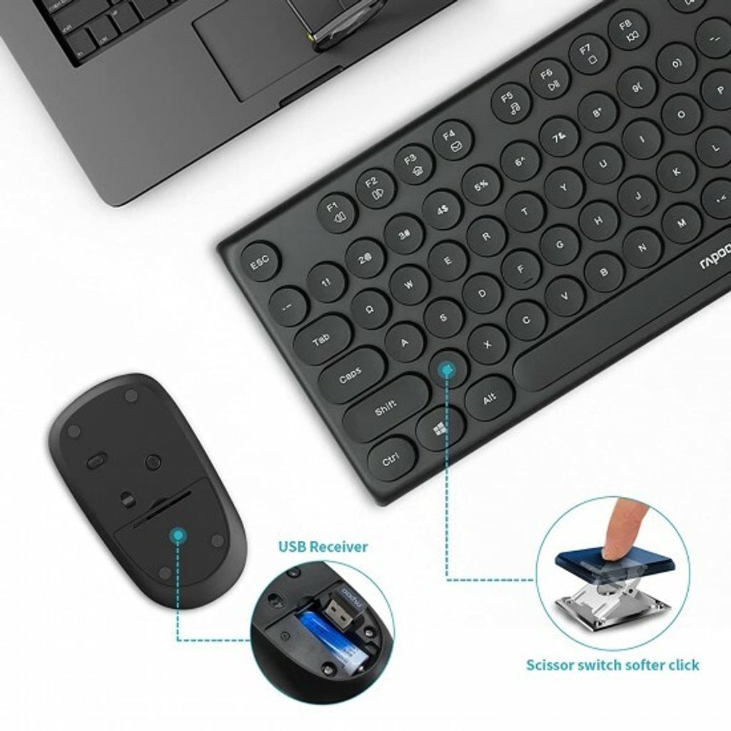 Bàn phím Chuột không dây Rapoo X260s Đen/ Trắng / Hồng Fullsize 104 phím