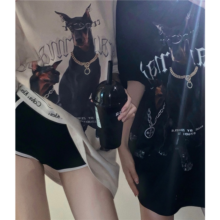 Áo Thun Cotton Ngắn Tay Dáng Rộng In Họa Tiết Retro Thời Trang Mùa Hè Cho Nữ