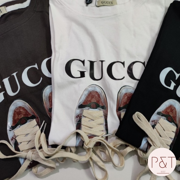 Áo Phông Nữ Chất Cotton Dày Dặn Hình Đôi Giày Dáng Rộng