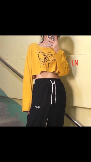 [FREESHIP ĐƠN TỪ 50K] Áo croptop gấu Bye dài tay LNG1119