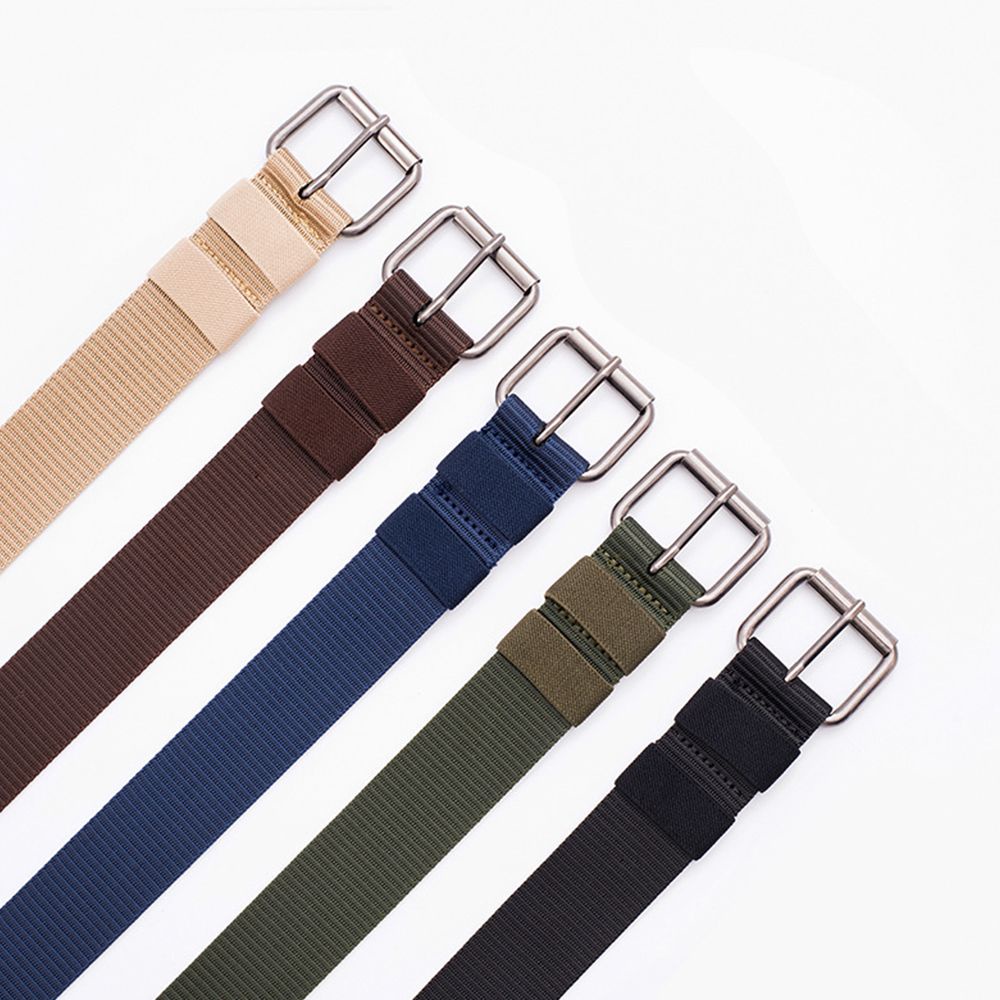Thắt lưng vải canvas màu trơn khóa cài tự động thời trang cho nam và nữ