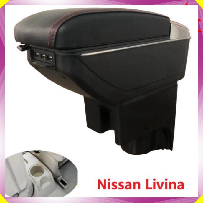 Hộp tỳ tay ô tô dành cho xe Nissan Livina cao cấp tích hợp 7 cổng USB, mã  DUSB-LVN (HÀNG LOẠI 1)