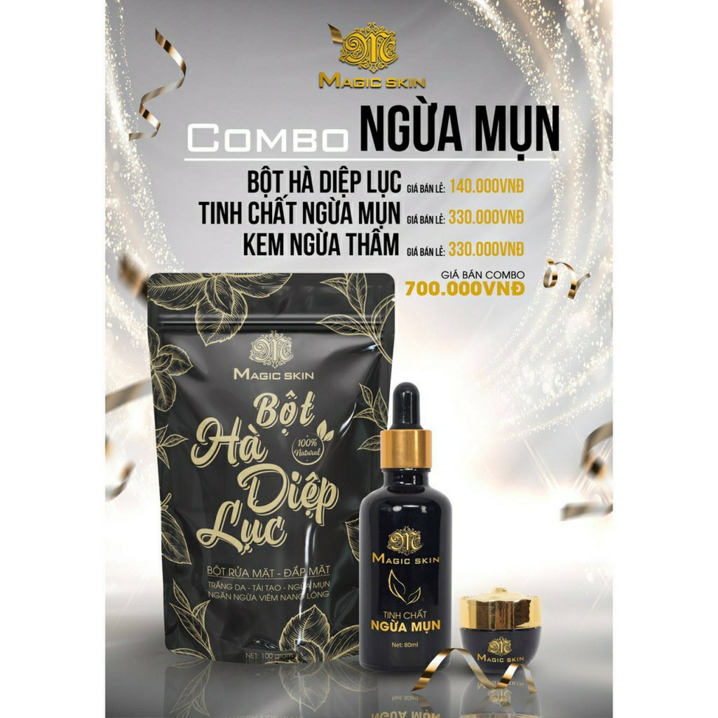 COMBO Ngừa mụn Magic Skin ( 3 sản phẩm ) NGỪA MỤN, NGỪA THÂM, HÀ DIỆP LỤC