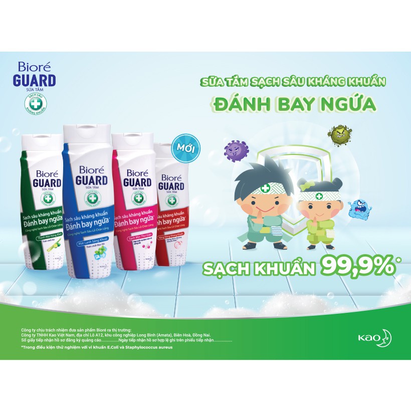 Sữa Tắm Sạch Sâu Kháng Khuẩn Bioré Guard 800g Tặng Xịt Diệt Khuẩn 150ml