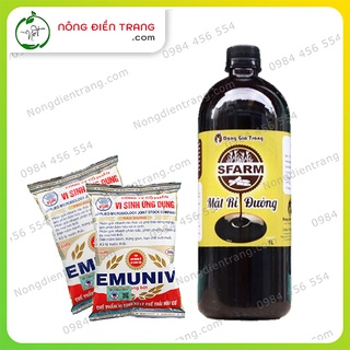 Combo chế phẩm ủ rác và phân bón: 02 gói em emuniv 200gram và 01 chai mật rỉ đường 1 lít vtnn nông điền trang