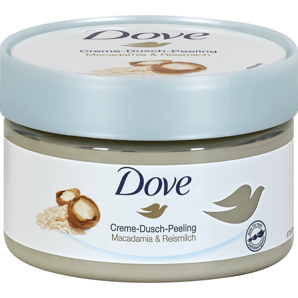 Kem Tẩy Tế Bào Chết Dove Body Creme Dusch Peeling Macadamia and Reismilch 225ml